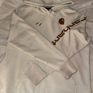 Carhartt Men’s Sweatshirt in Off-White with Brown Logo